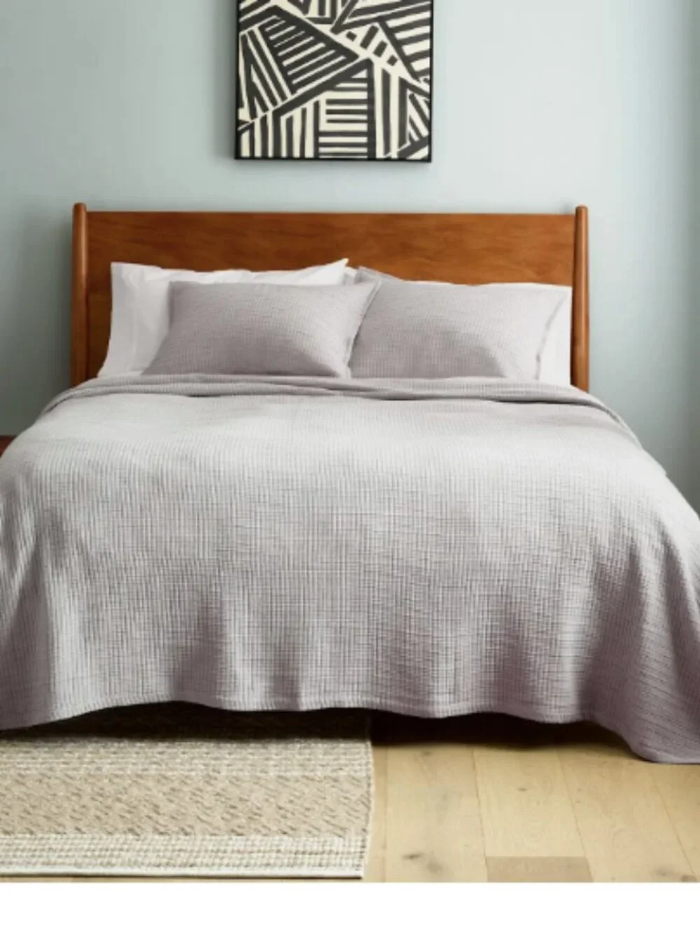 NWOT Organic Ribbed Cotton Coverlet Set in Light Grey